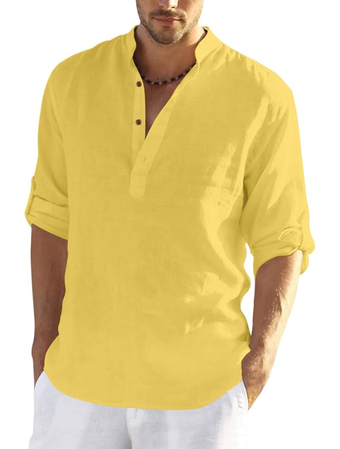 The Luxury Spot Men's Cotton Blend Full Sleeve YELLOW