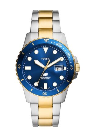 Fossil Men Stainless Steel Analog Blue Dial Watch-Fs6034, Band Color-Multicolor