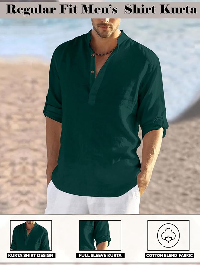 The Luxury Spot Men's Cotton Blend Full Sleeve GREEN - Image 3