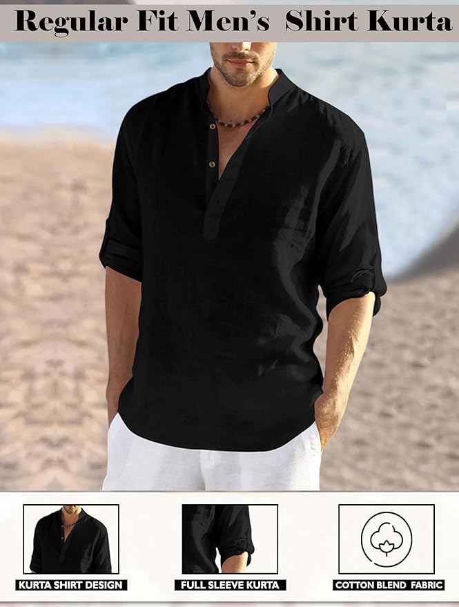 The Luxury Spot Men's Cotton Blend Full Sleeve Straight Kurta Designed for Elegant Ethnic Wear, Daily Comfort, or Festive Gatherings - Image 2
