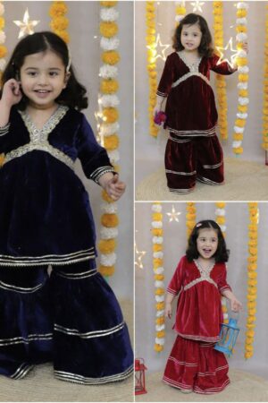 VELVET ALYAA KURTA SHARARA SET( 0.6 Month to 15 Year )