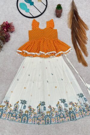 POUR COTTON SKIRT WITH POUR GEORGETTE KEDIYA TOP ( 0.6 Month to 15 Year )