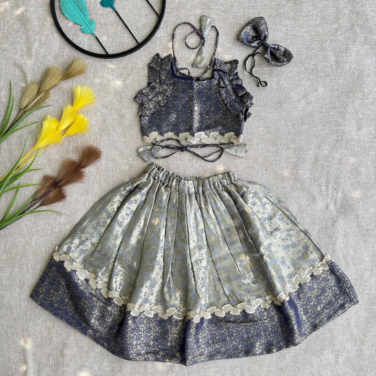 BROCADE REVERSIBLE SKIRT WITH TOP( 0.6 Month to 15 Year )