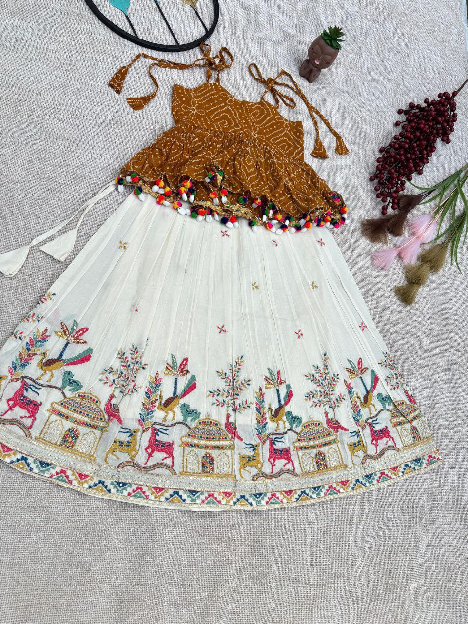 POUR COTTON SKIRT WITH POUR GEORGETTE ANRAKHA TOP ( 0.6 Month to 15 Year ) - Image 3