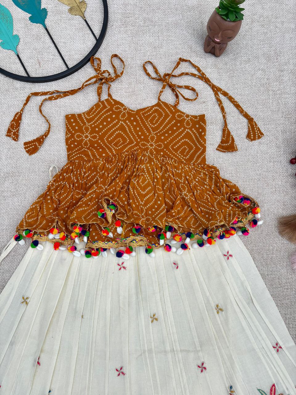 POUR COTTON SKIRT WITH POUR GEORGETTE ANRAKHA TOP ( 0.6 Month to 15 Year ) - Image 2