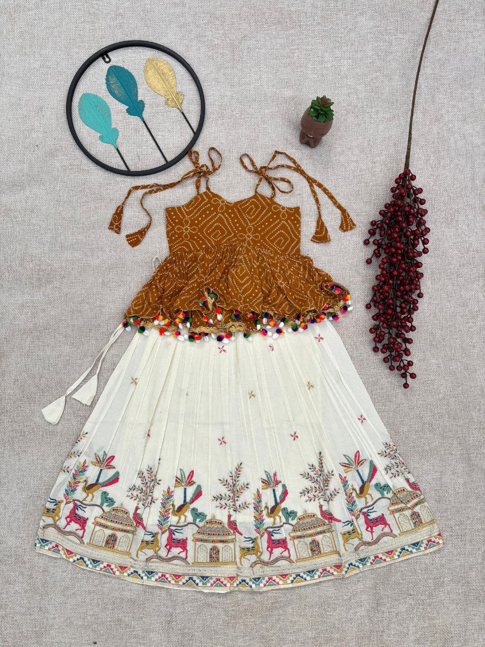 POUR COTTON SKIRT WITH POUR GEORGETTE ANRAKHA TOP ( 0.6 Month to 15 Year ) - Image 4