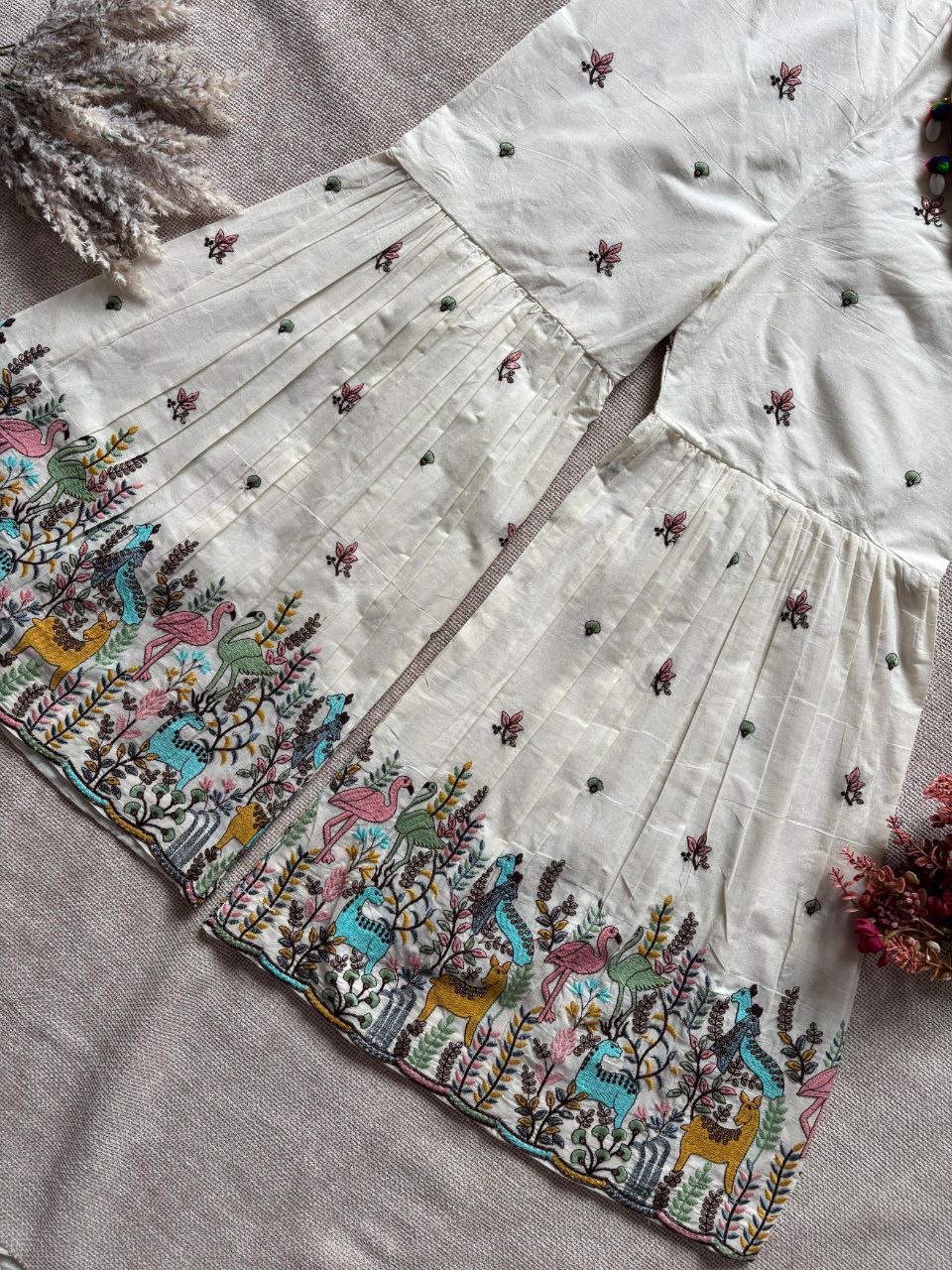 POUR COTTON EMBROIDERY WORK SHARARA WITH CROP TOP ( SIZE 38 to 42 ) - Image 2